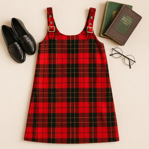Vintage Talbots Girls Red Plaid Wool Jumper Dress Size 12 | 1990s Wool Shift